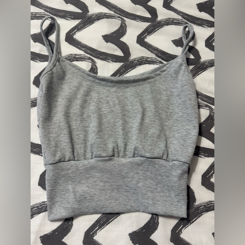 Gray Women's Ribbed Cropped Tank Top